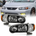Black Housing Headlights Headlamps with Corner Signal Lamps Pair Set Z7196