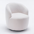 White Teddy Fabric Swivel Barrel Armchair B85719