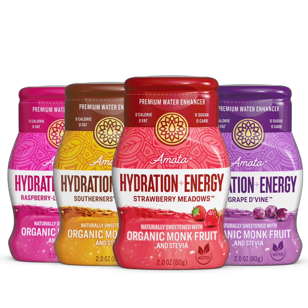 Liquid Hydration Sweetened with Organic Monk Fruit & Stevia, Zero Calories, Low Carb, No Sugar, Vegan, Classic Variety (80 Servings, Pack of 4) C733457
