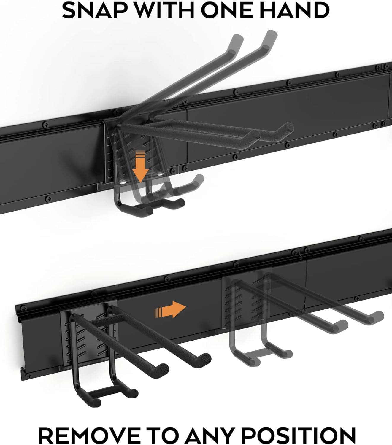 48 Inch Wall Mounted Tool Storage Rack with 6 Adjustable Hooks and 3 Rails Pack of 2 Y40356