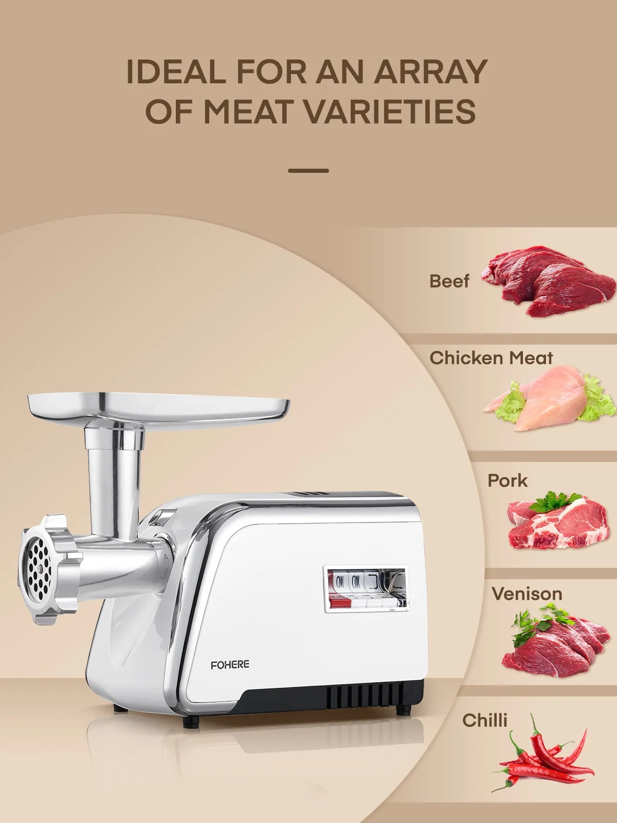 3000W Electric Meat Grinder with 4 Stainless Steel Plates & 3 Blades F670