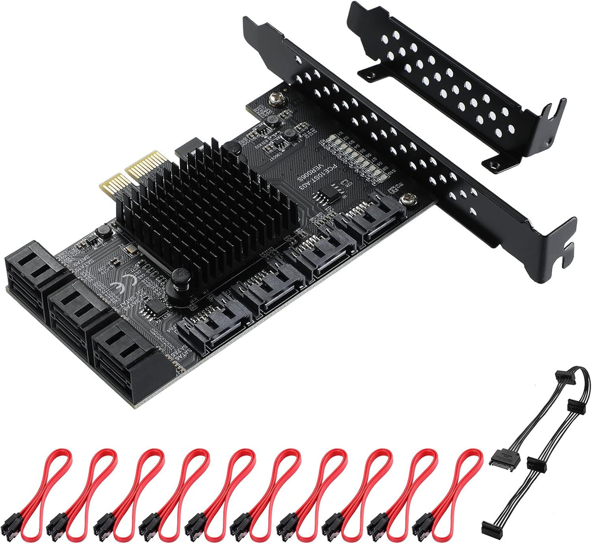 24 Port PCIe SATA 3.0 Card with SATA Cables and Power Splitter Cable G95510