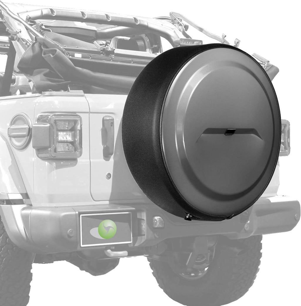 Bright White Painted Plastic Face Black Powder-Coated Ring Tire Cover O6184