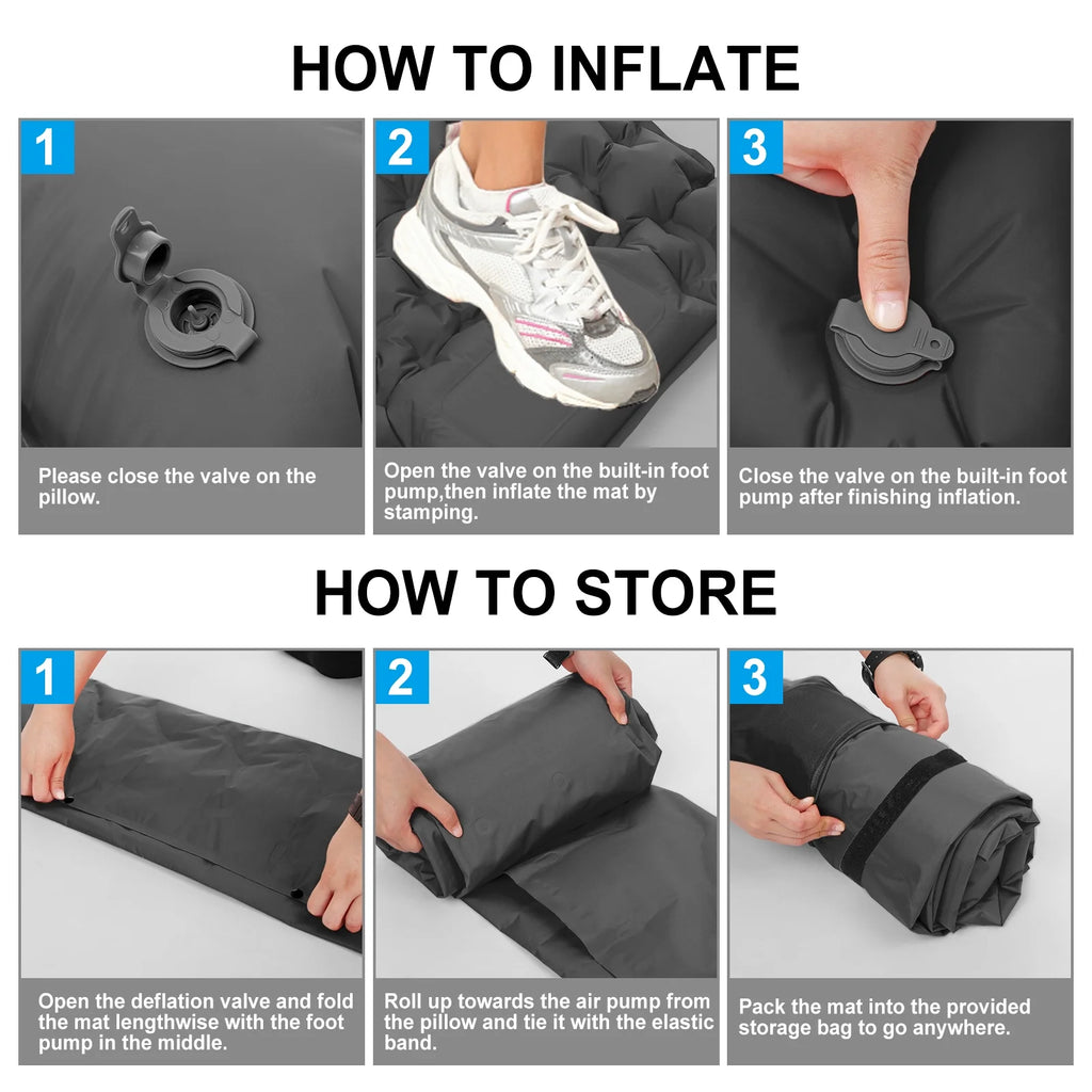 Ultralight Inflatable Camping Sleeping Pad with Pillow R23485