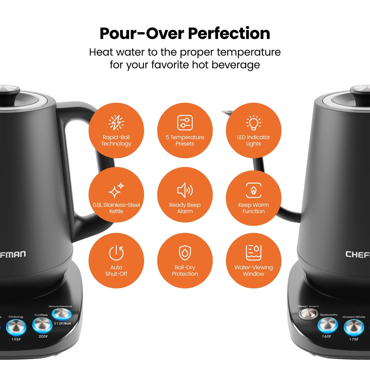 Black Gooseneck Electric Kettle A881