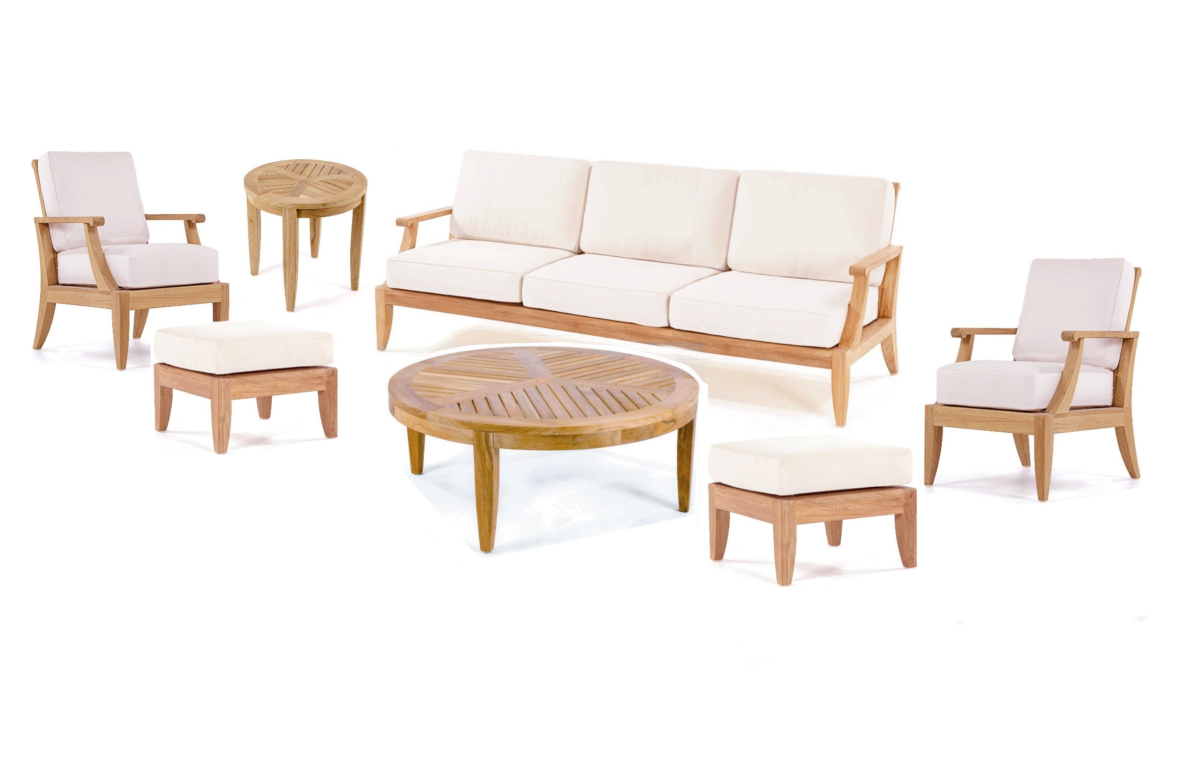 7 Pc Sofa Set with Cushions in Canvas White A70602