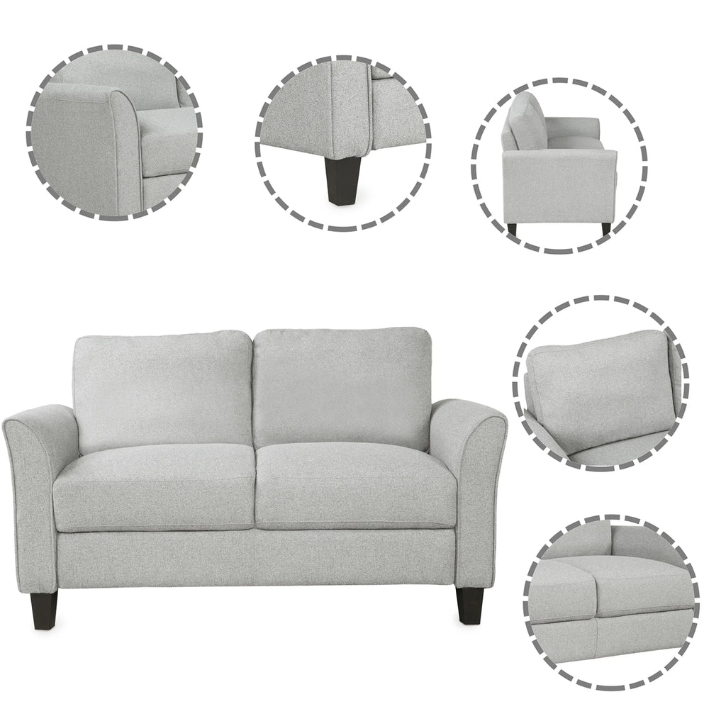 Light Gray Armrest Sofa Loveseat Chair 3-Seat Sofa P2958