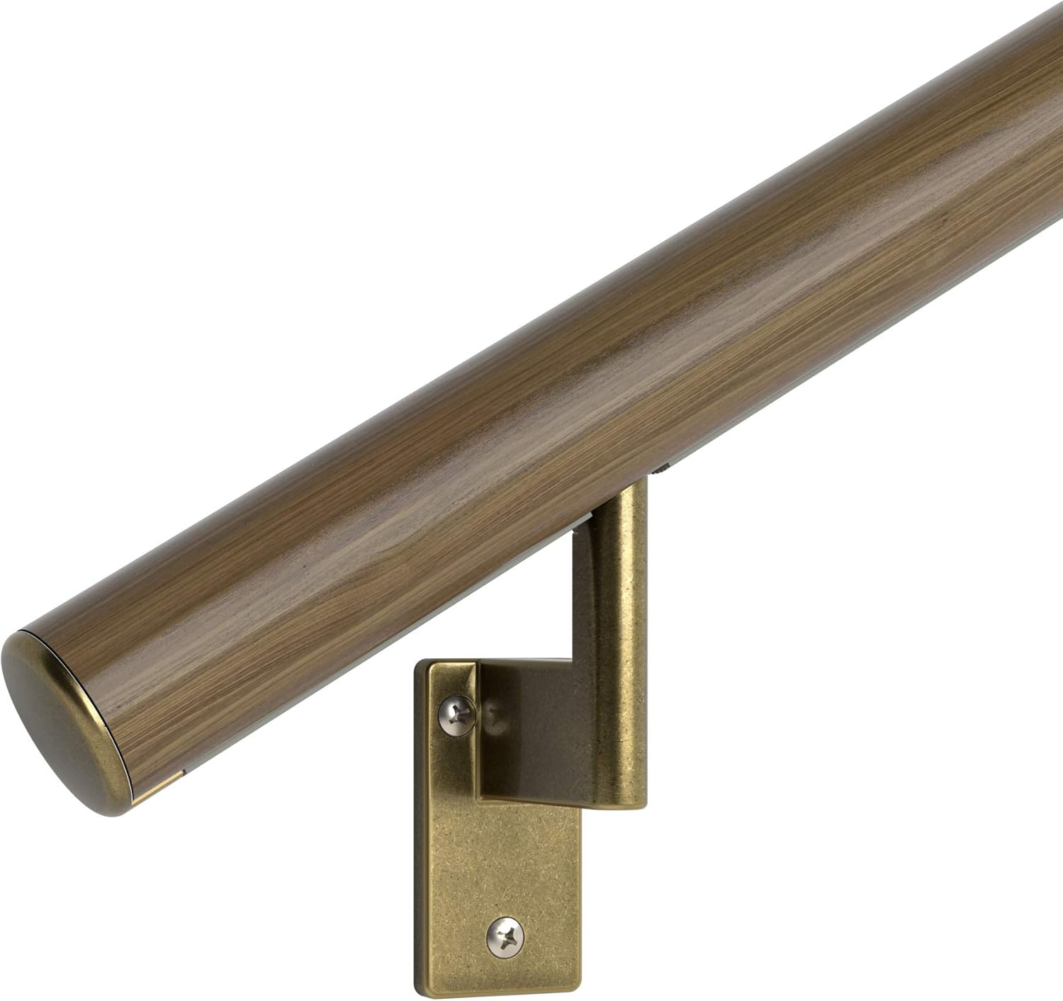 Satin Black Anodized Aluminum Handrail Kit with Wall Brackets and Endcaps L13545