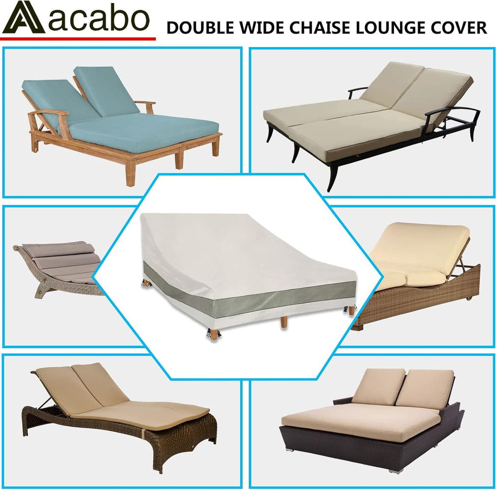 Double Wide Patio Chaise Lounge Chair Cover 82Inch Heavy Duty Waterproof X229
