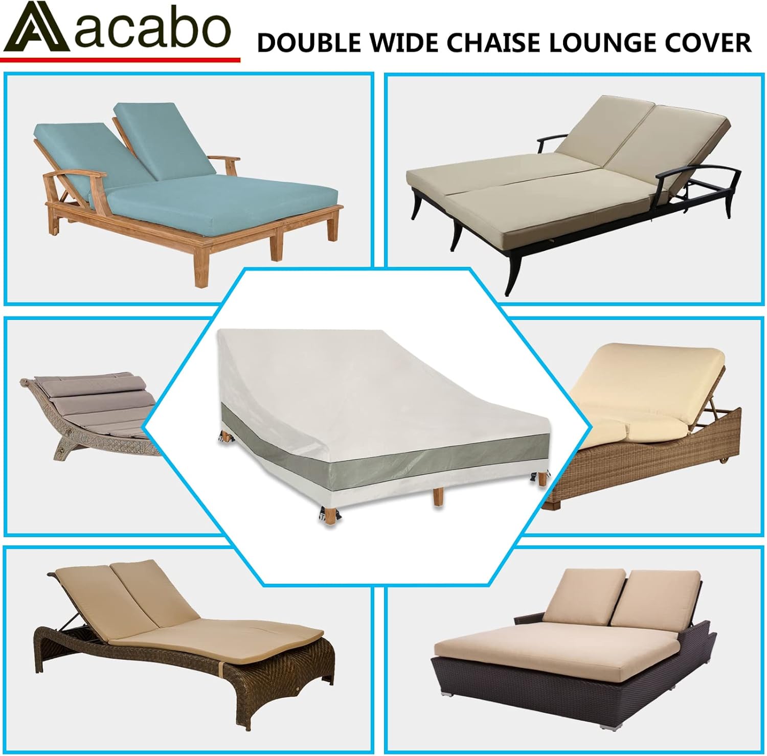 Double Wide Patio Chaise Lounge Chair Cover 82Inch Heavy Duty Waterproof X229