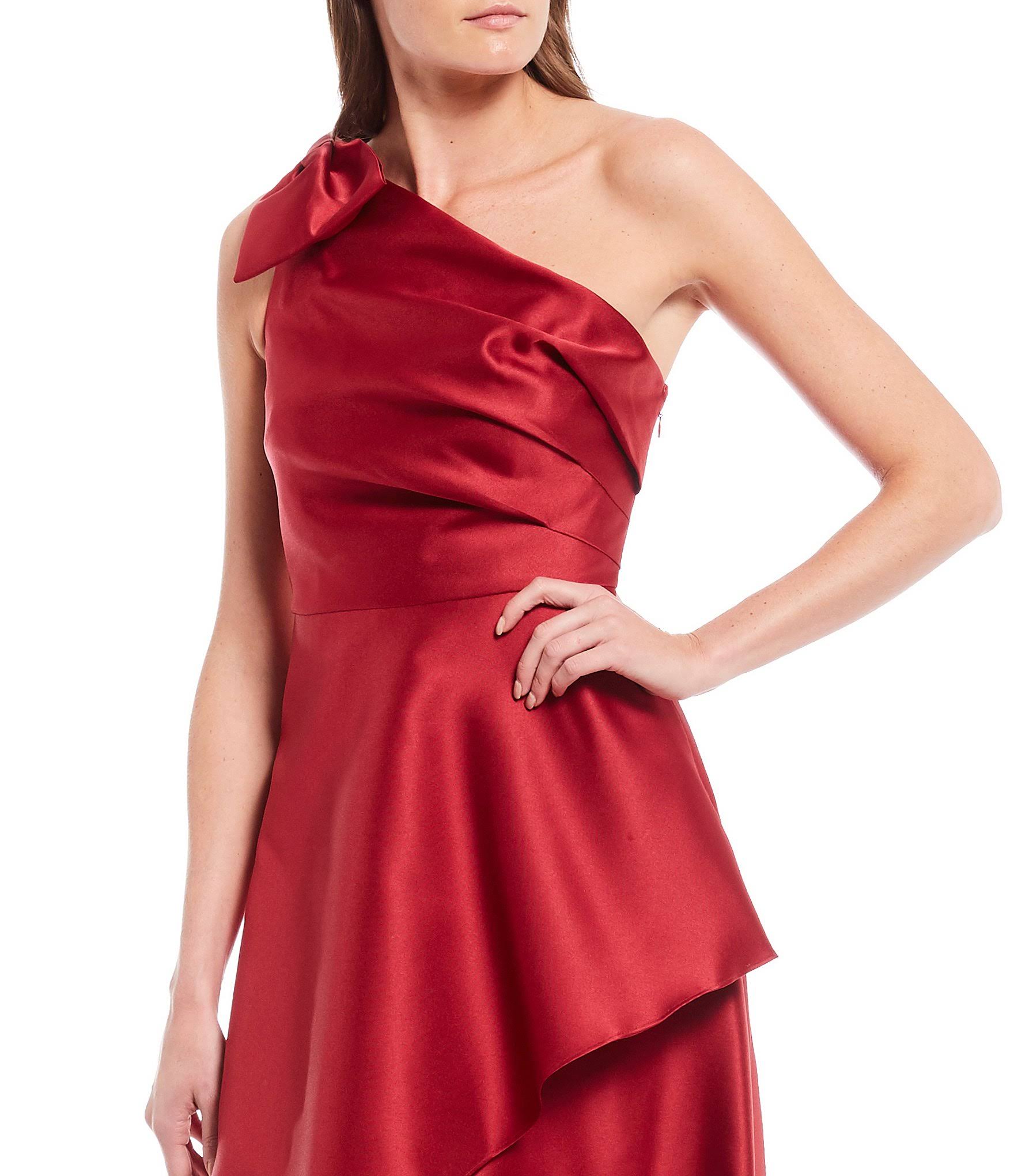 One Shoulder Bow Asymmetrical Hi-Low Gown U786