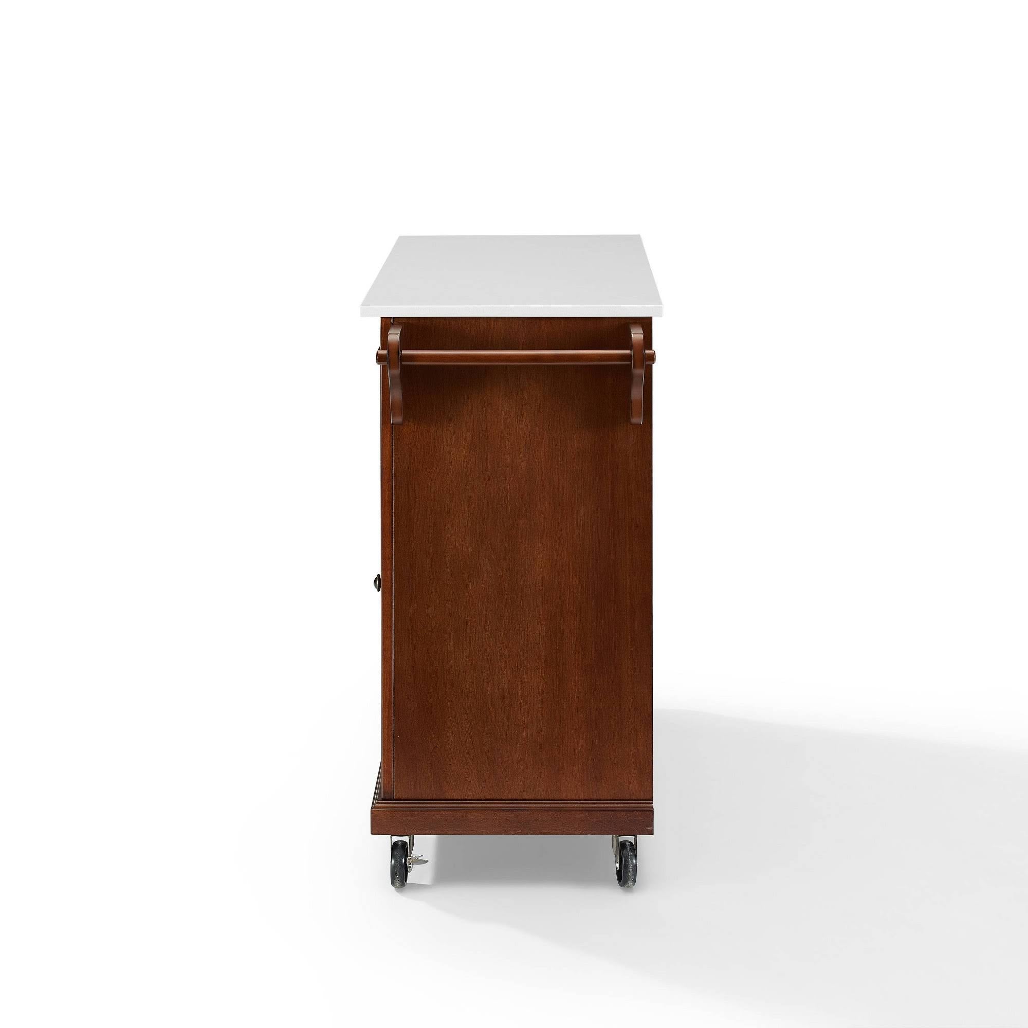 Full Size Granite Top Kitchen Cart Mahogany H65554