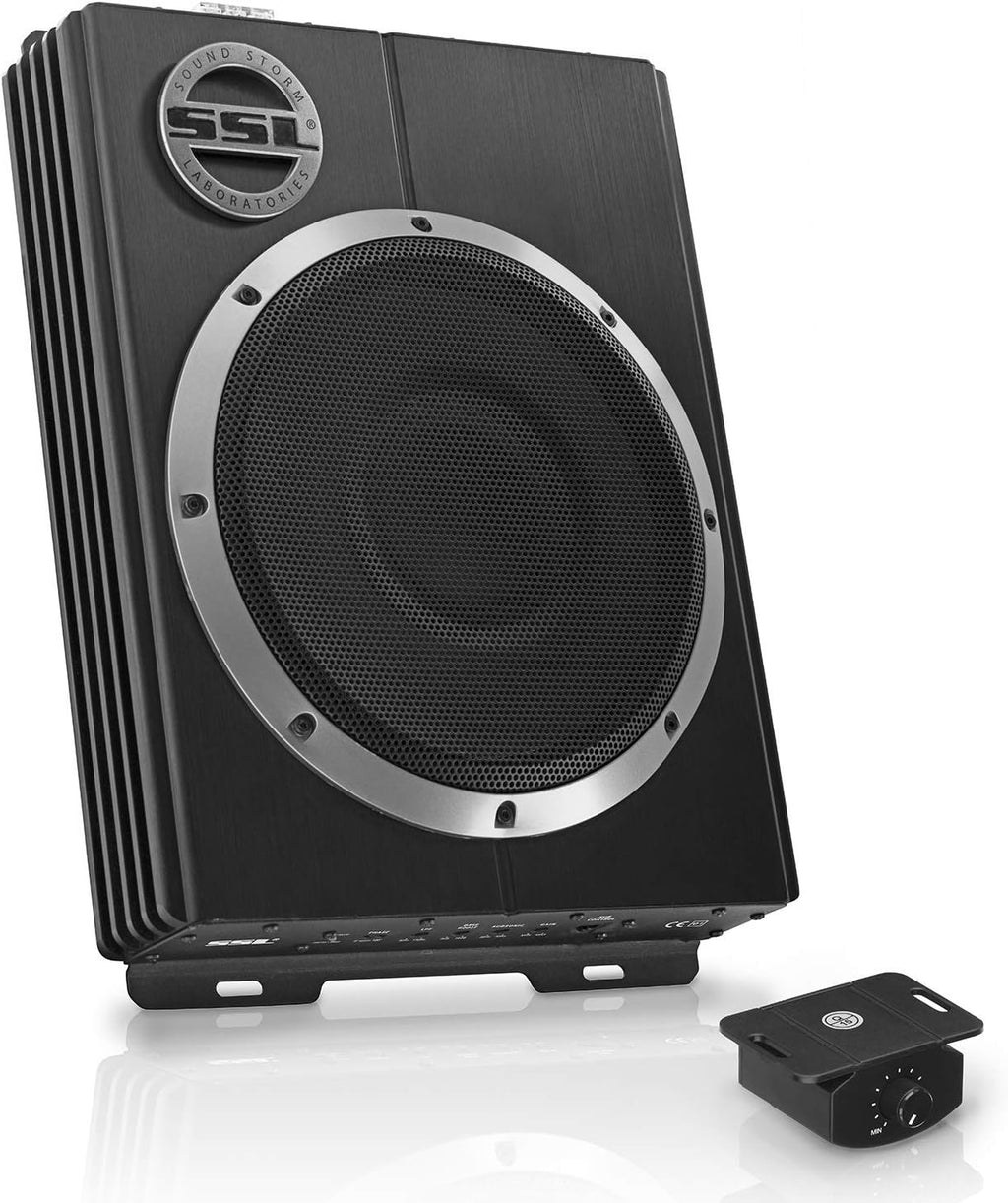Black 8 Inch Amplified Car Subwoofer with Remote Control I54013