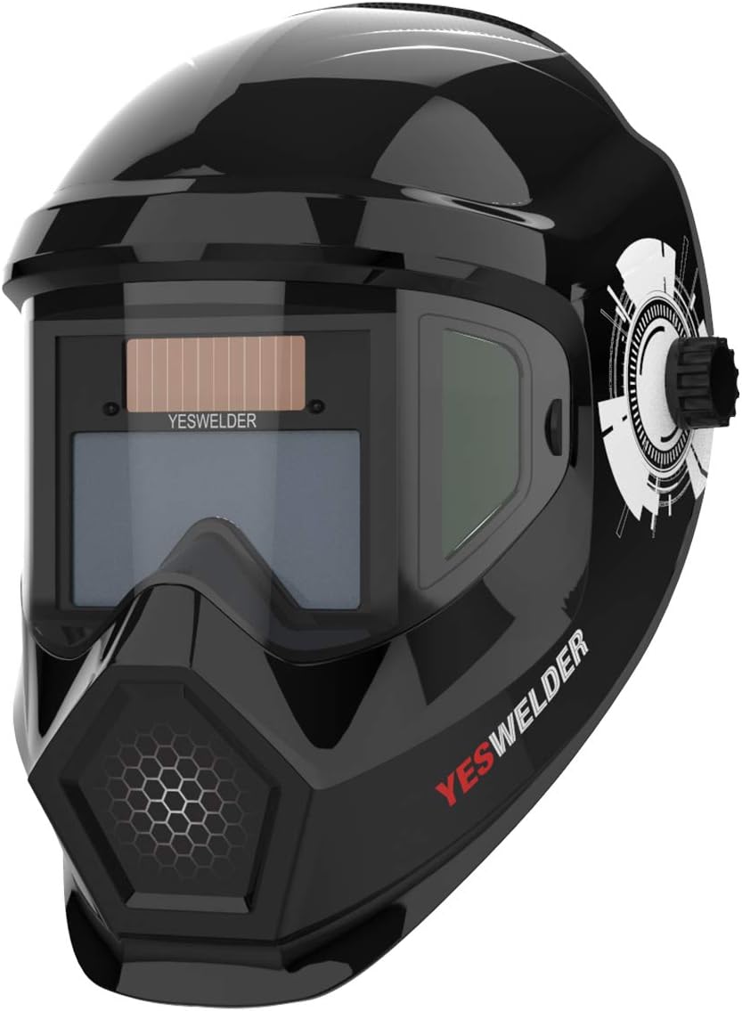 Large Viewing True Color Solar Powered Auto Darkening Welding Helmet with Side View, 4 Arc Sensor Wide Shade 4/5-9/9-13 Welder Mask R201224