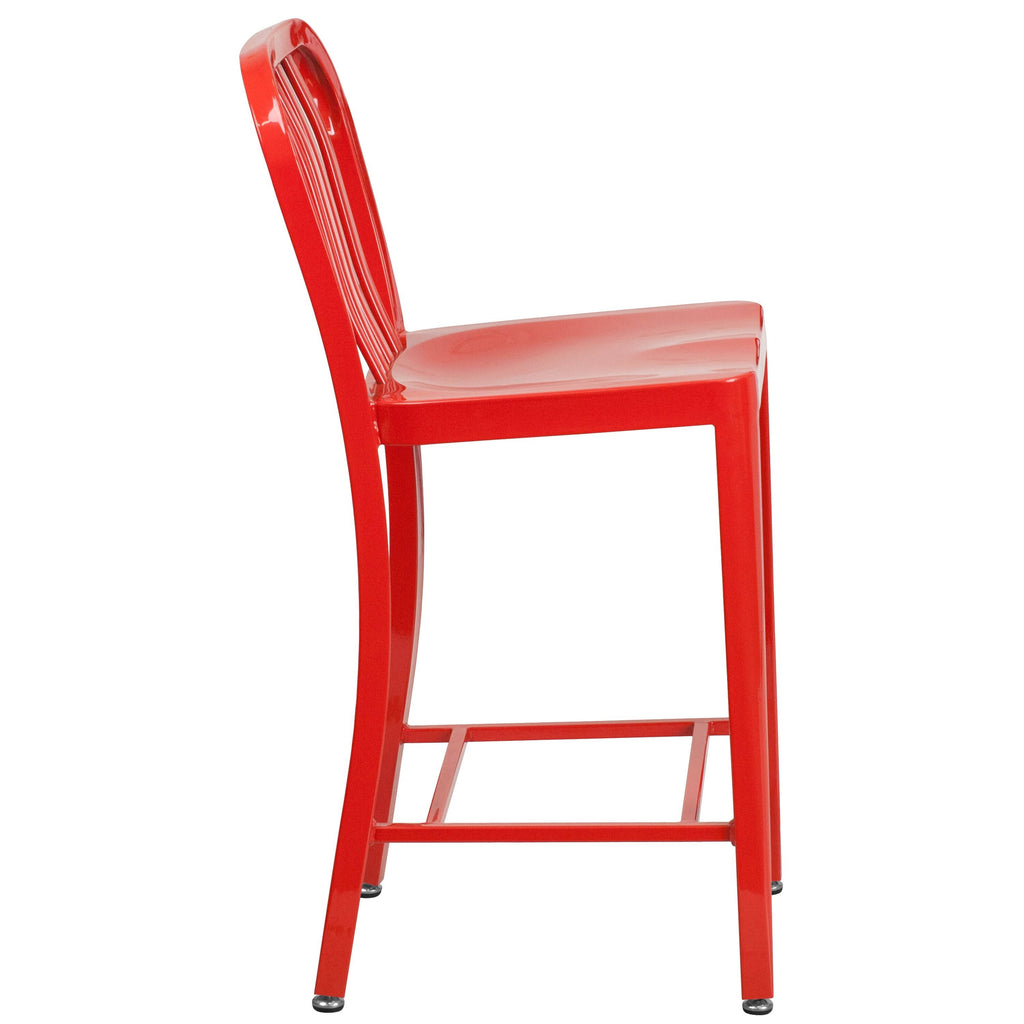 Red Metal Counter Stools X3311