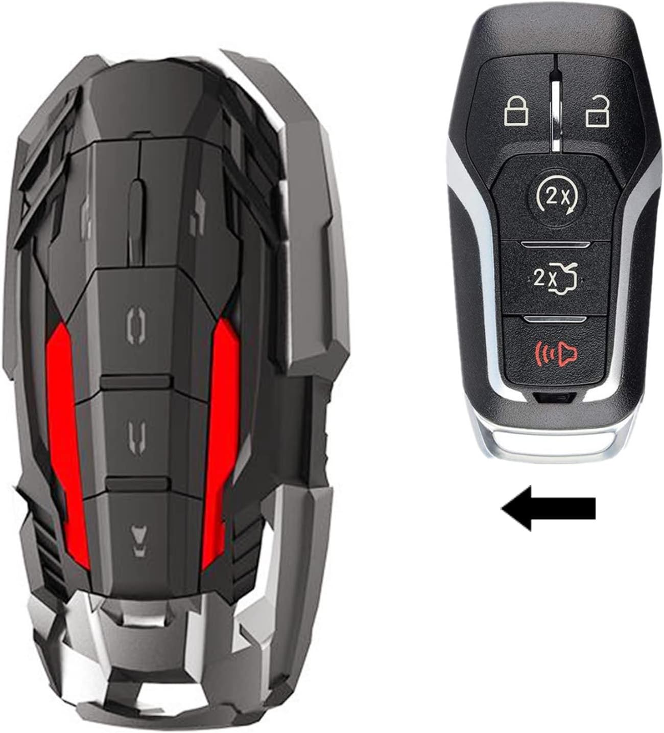 Red Key Fob Case Shell Cover for Ford / Lincoln 5 Button Z60308