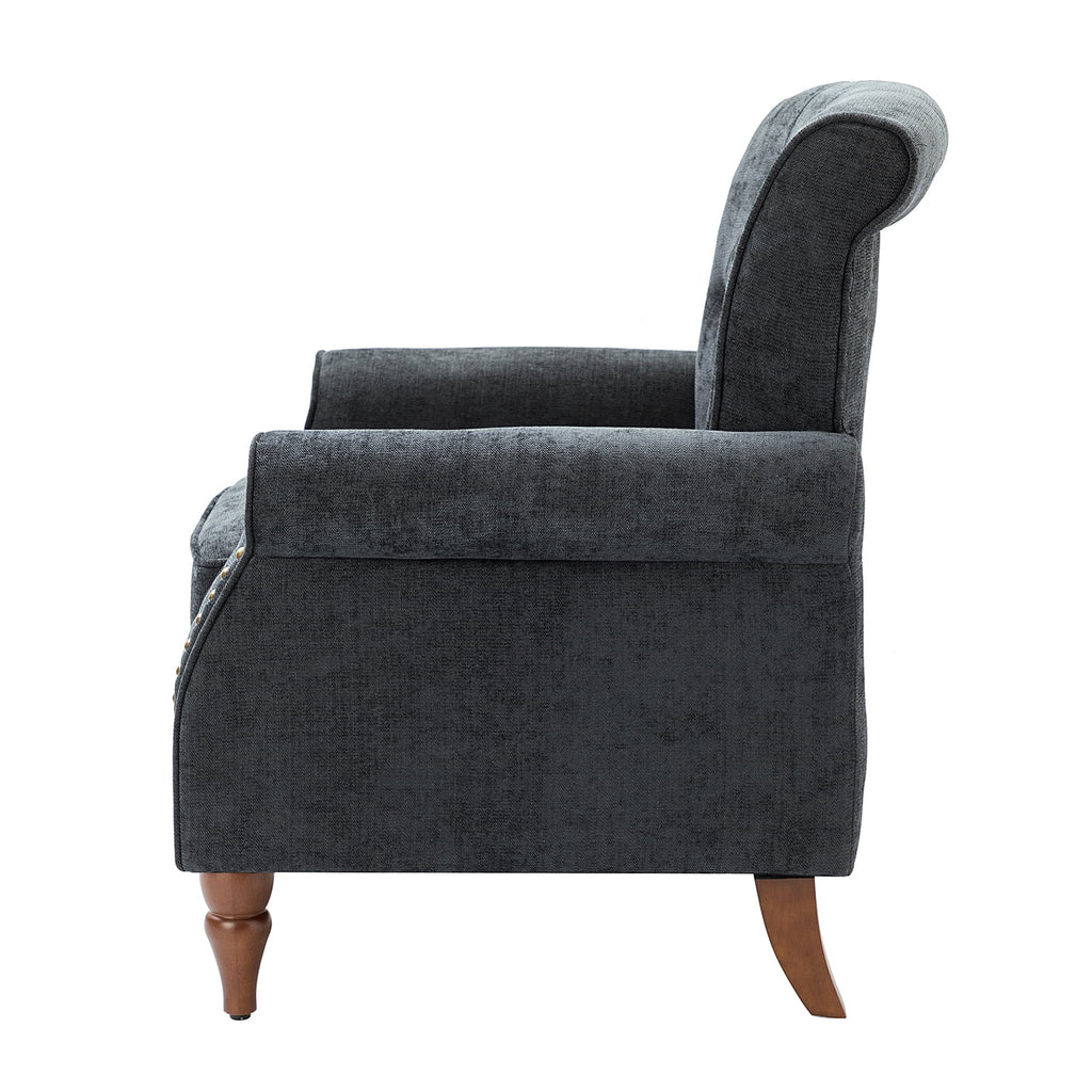 Charcoal Upholstered Accent Chair with Wood Legs R544