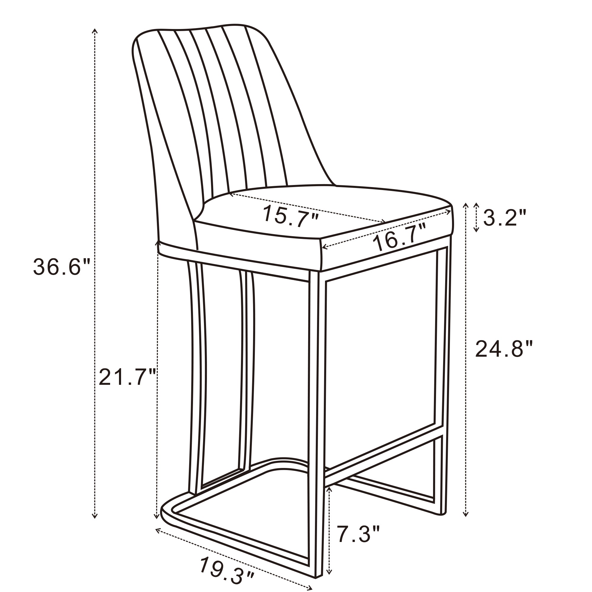 Gray PU Leather Bar Stool with Backrest, Set of 2 C338