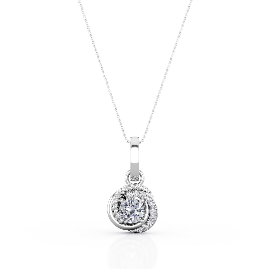 0.43 Carat Round Diamond 4 Prong Pendant Necklace 10K White Gold N38711