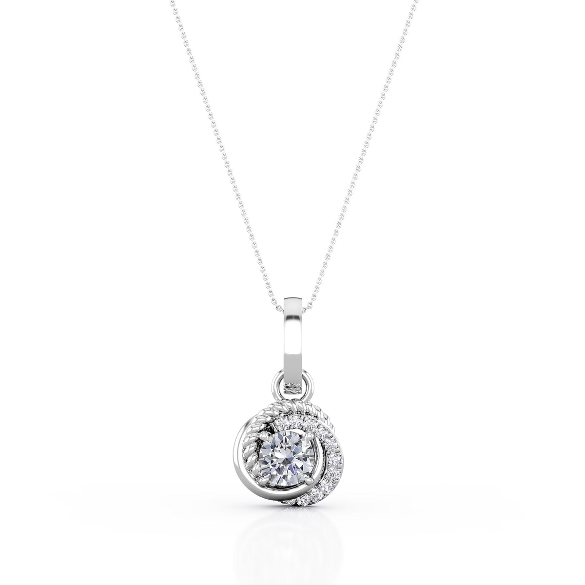 0.43 Carat Round Diamond 4 Prong Pendant Necklace 10K White Gold N38711