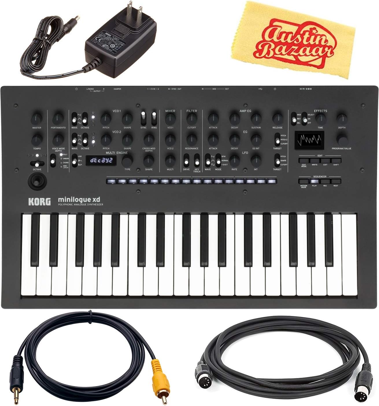 Korg Minilogue XD Bundle with MIDI Cable, Aux Cable, and Polishing Cloth B111977