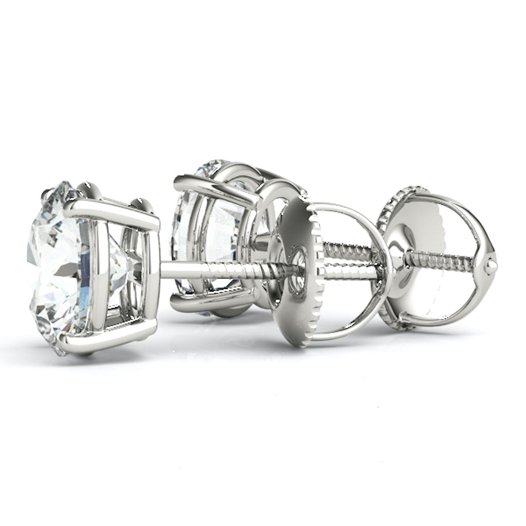 14K White Gold Screw Back Round Solitaire Stud Earrings T577570
