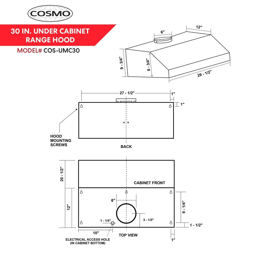 30-Inch 760 CFM Ducted Under Cabinet Stainless Steel Range Hood Q3430