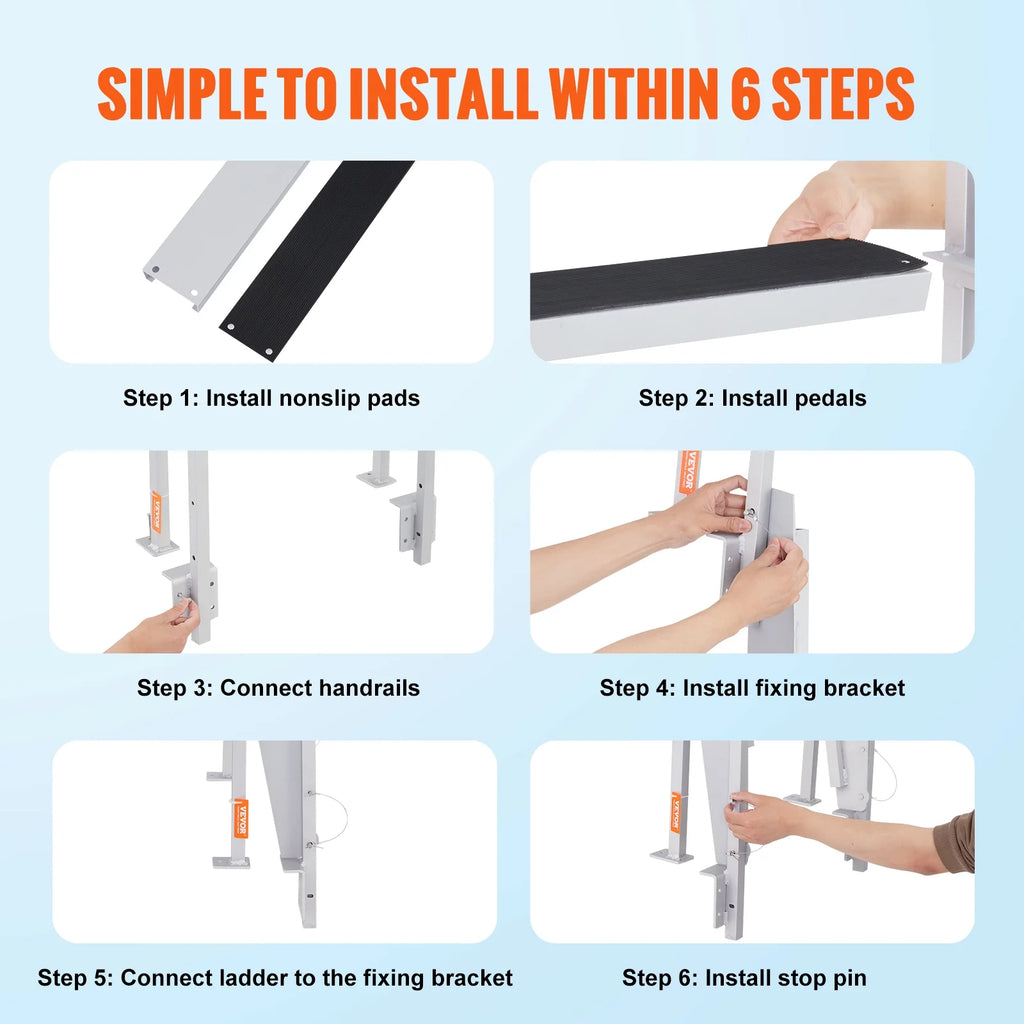 Aluminum 5 Steps Boat Dock Ladder A24021