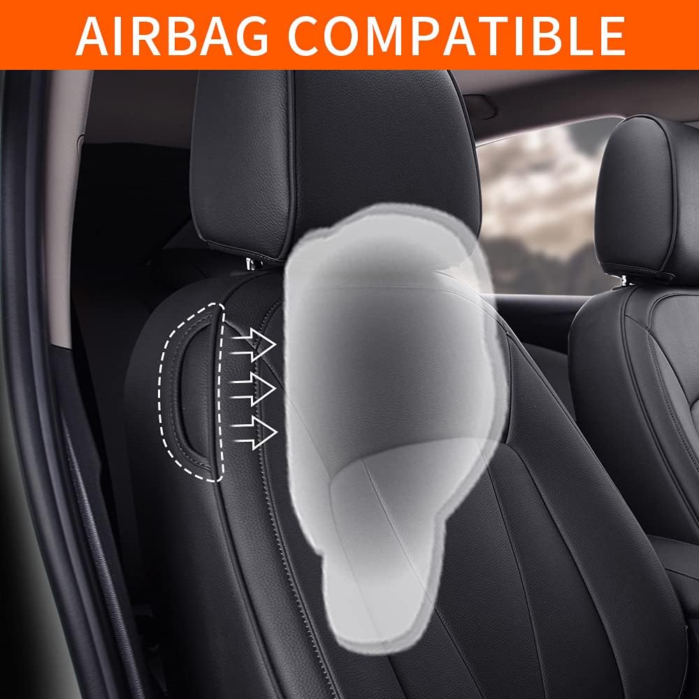 Black Faux Leather Car Seat Covers Full Set W54617