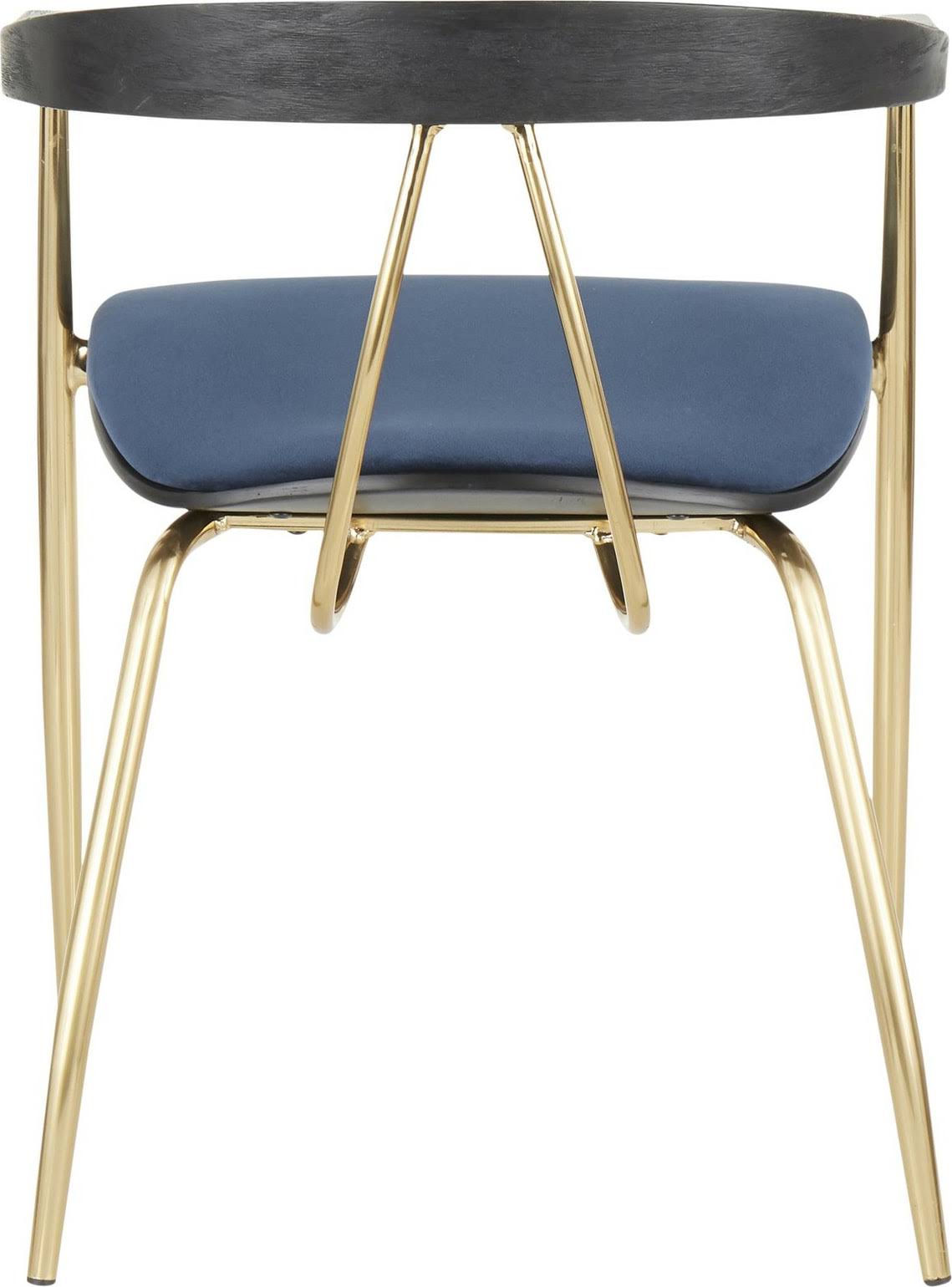 Blue Velvet Gold Metal Chair Set of 2 U41755