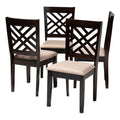 Mid-Century Wood Dining Chair in Sand and Brown (Set of 4) C524
