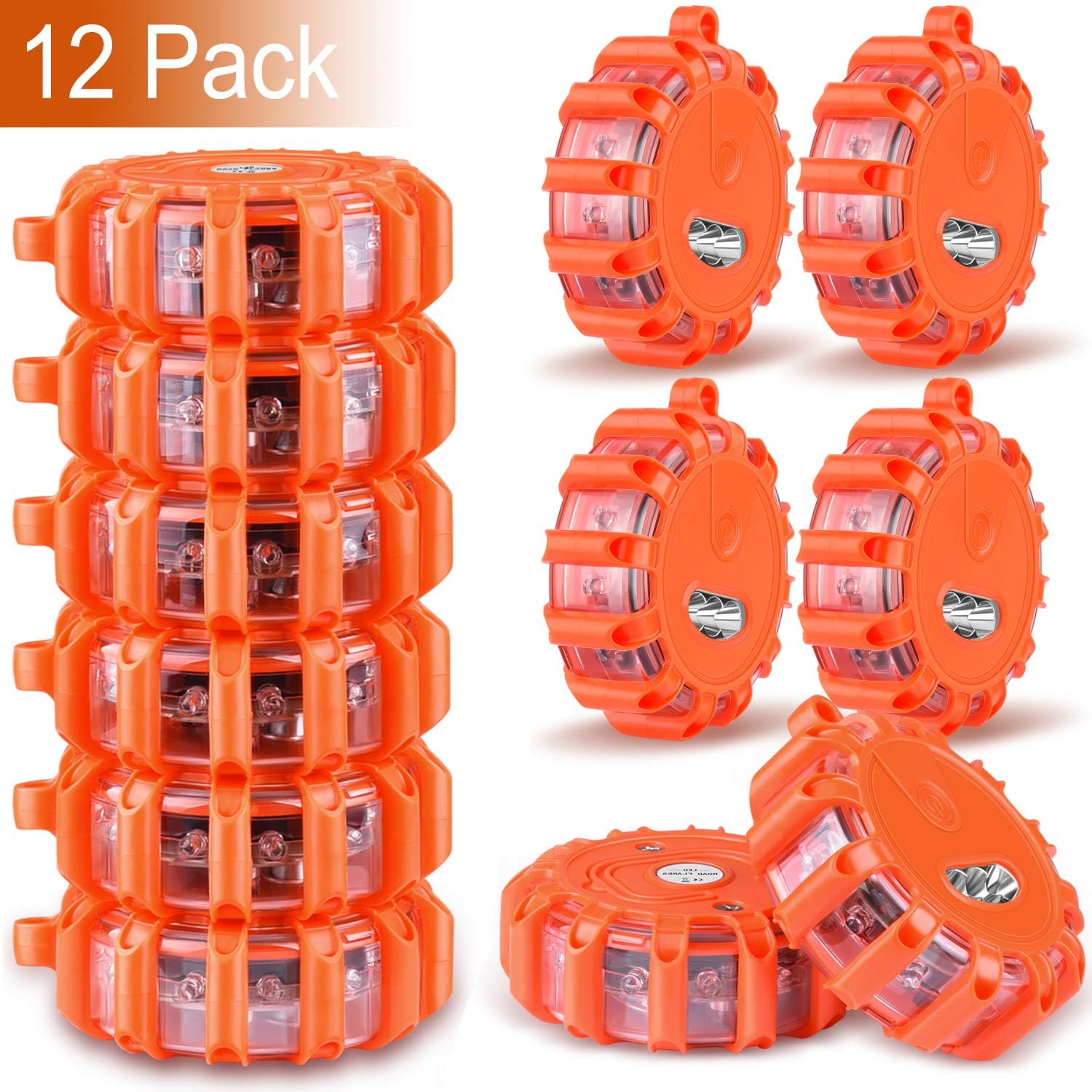 12 Pack LED Road Flares with Hook and Magnetic Base W5749