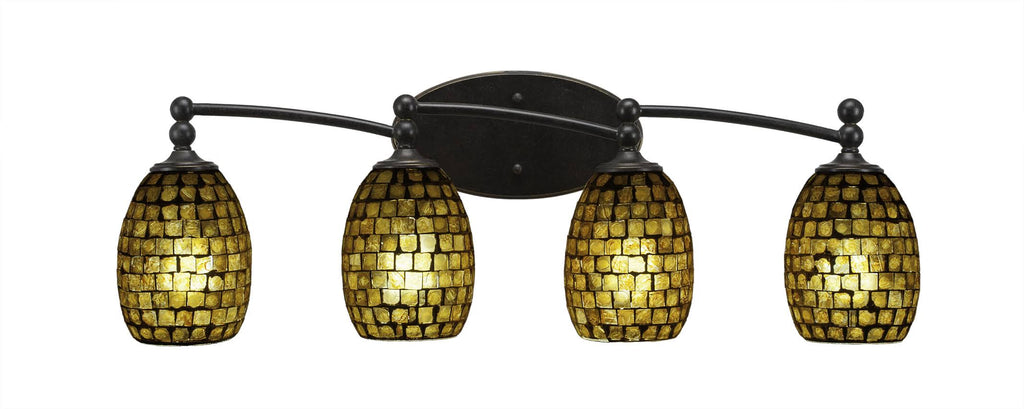 Four Light Bath Bar Dark Granite Finish with Copper Mosaic Glass O234