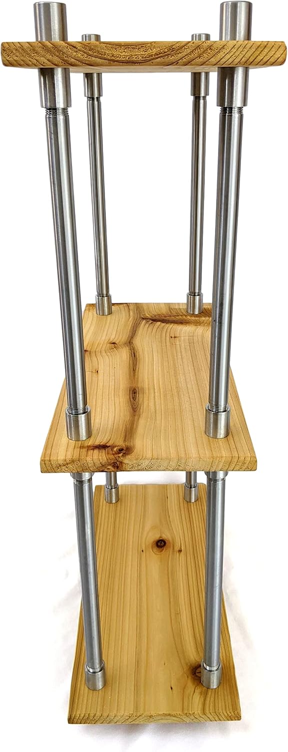 Solid Cedar Wood Stainless Steel Metal Bookcase 16 Inch Wide Z7535