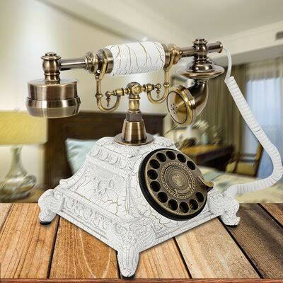 White Old Fashioned Telephone Landline Phone R795