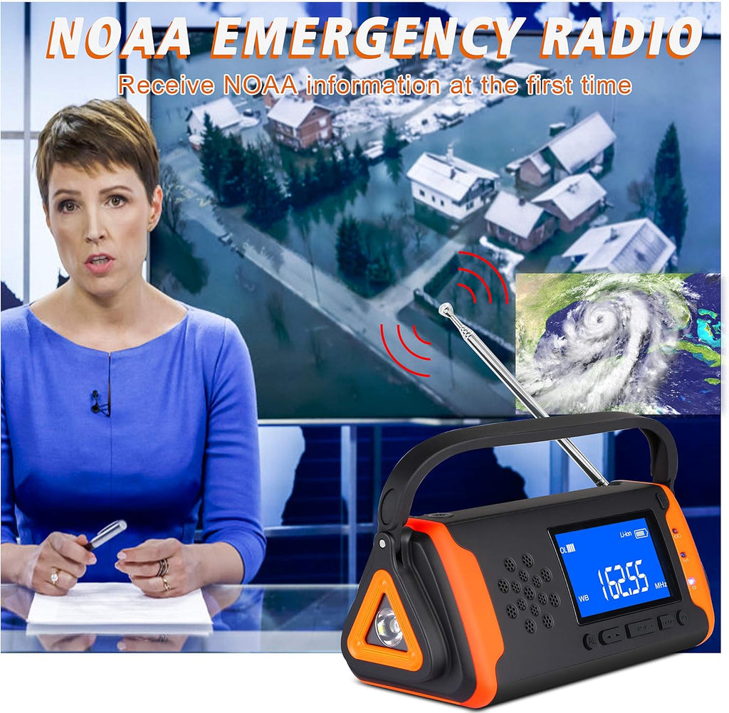 Solar Powered Hand Crank AM/FM/NOAA Emergency Weather Alert Radio with LED Flashlight, Pack of 2 F667