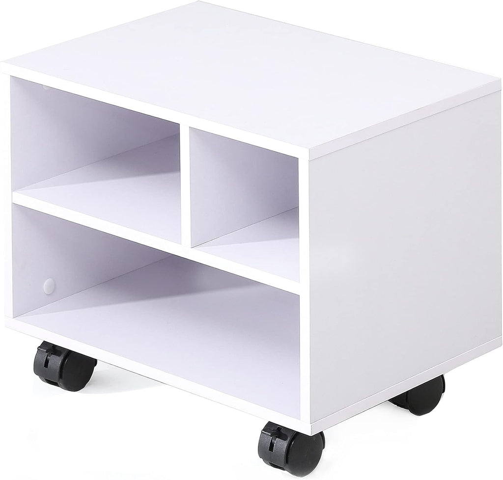 White Mobile Printer Stand Under Desk Work Cart W607