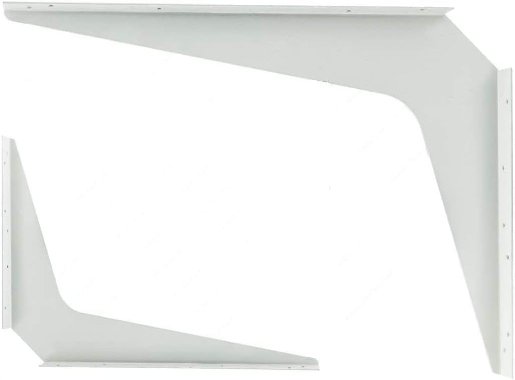 Pair Heavy-Duty 1/8" Steel Textured Powder-Coat White Finish Reversible Brackets with 45 Degree Notch (12" X 8") Pack of 2 R1369