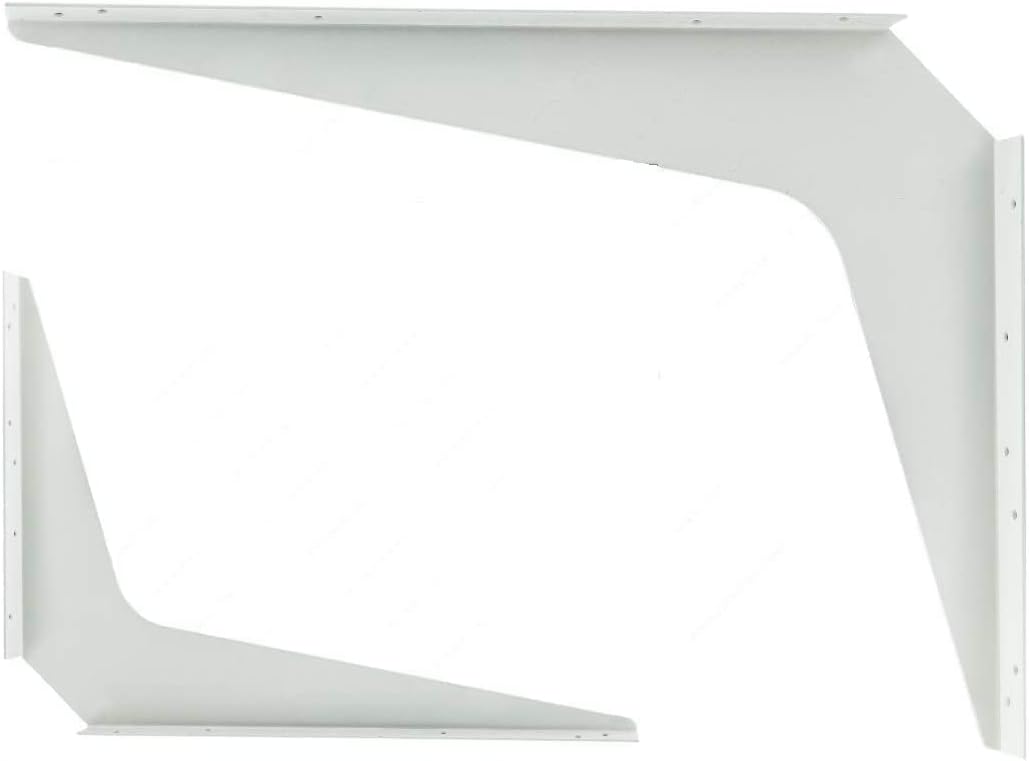 Pair Heavy-Duty 1/8" Steel Textured Powder-Coat White Finish Reversible Brackets with 45 Degree Notch (12" X 8") Pack of 2 R1369