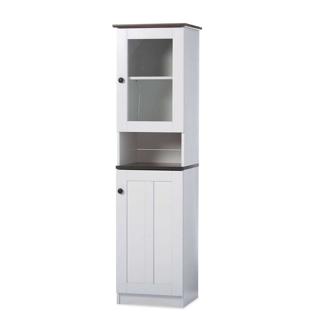 White and Dark Brown Buffet and Hutch Cabinet T44556