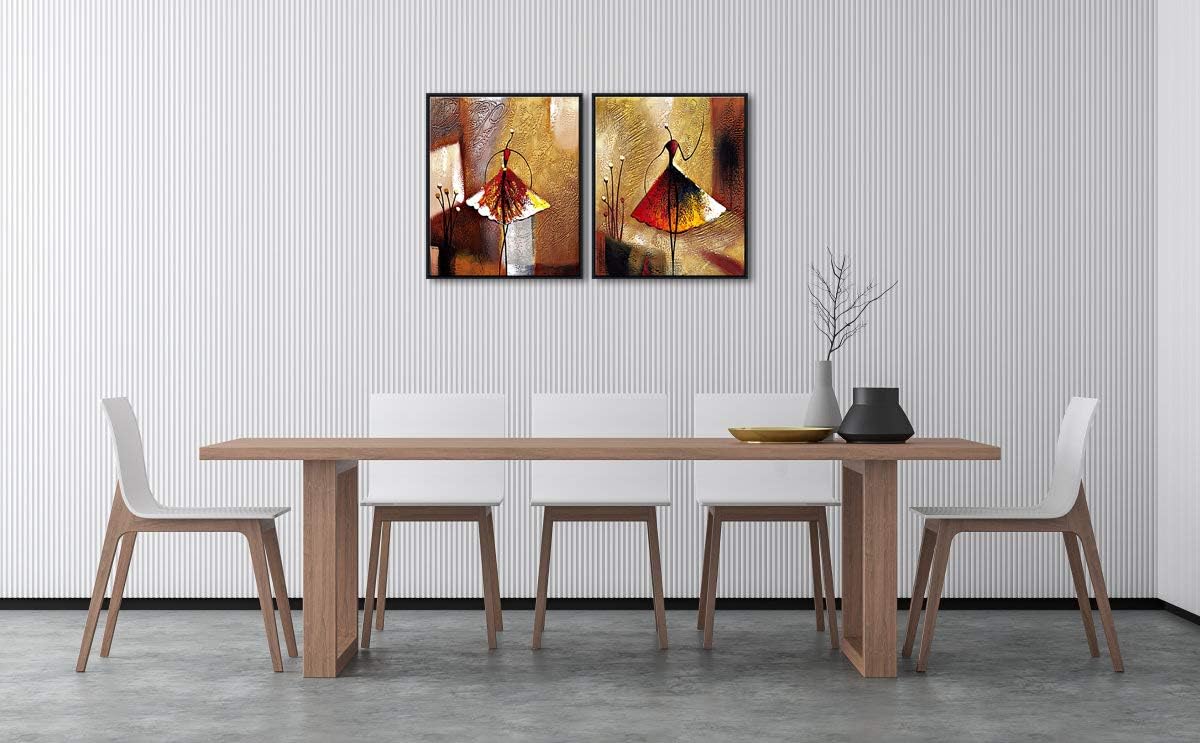 Framed Art Ballet Dancers Hand Painted Abstract Canvas Wall Art with Black Frame C951161