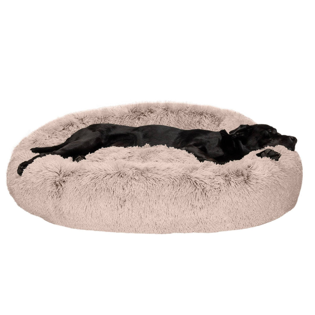 Taupe Jumbo Long Fur Donut Dog Bed Q671187