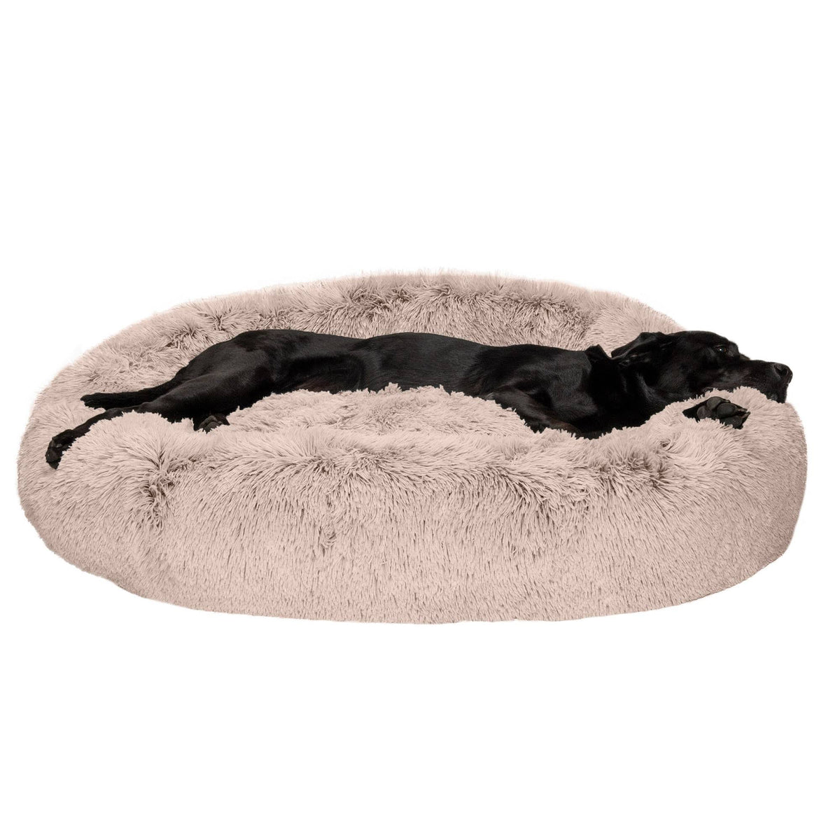Taupe Jumbo Long Fur Donut Dog Bed Q671187