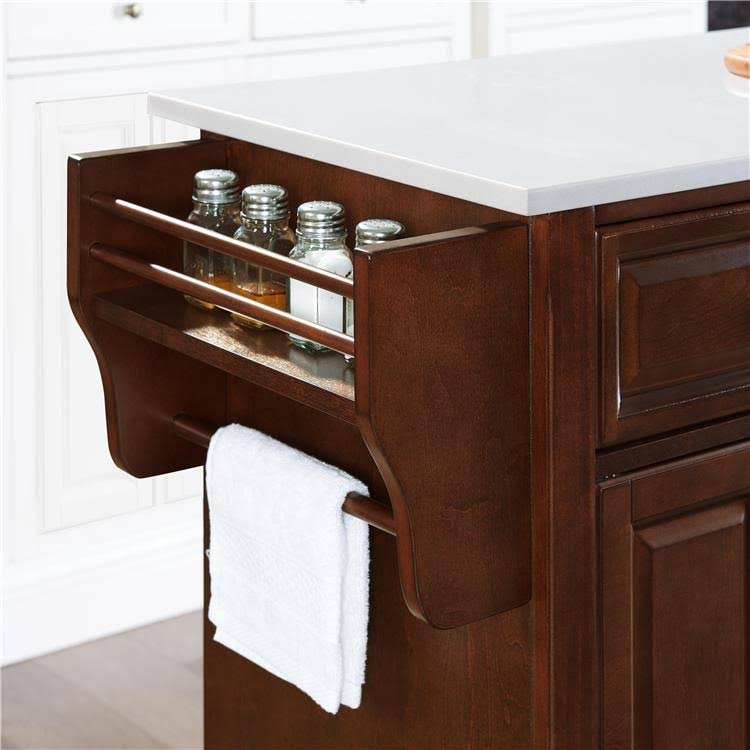 Full Size Granite Top Kitchen Cart Mahogany H65554