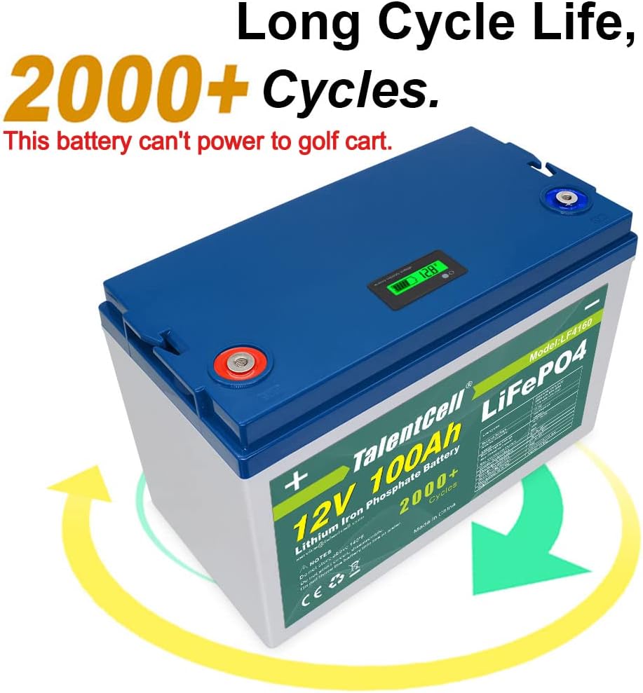12V 100Ah Lithium Iron Phosphate Deep Cycle Battery Pack with 100A BMS D3670