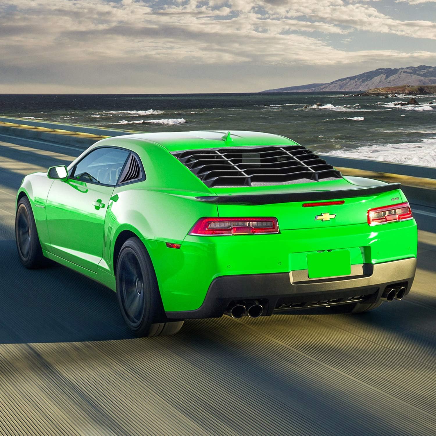 Matte Black Rear Side Window Louvers Sun Shade Cover for Chevrolet Camaro 2016-2021 J43873