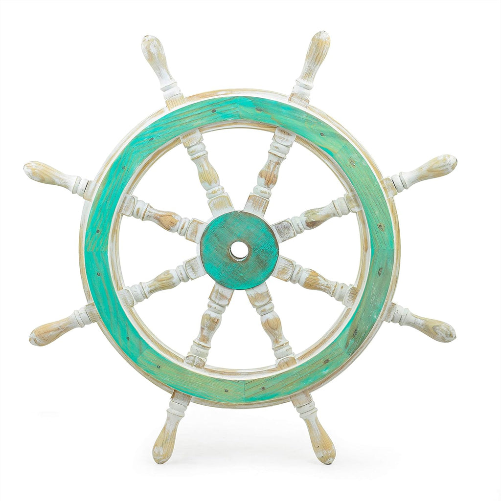 Wood Ship Wheel Nautical Maritime Decor, 24-Inch, Pack of 2 T5715