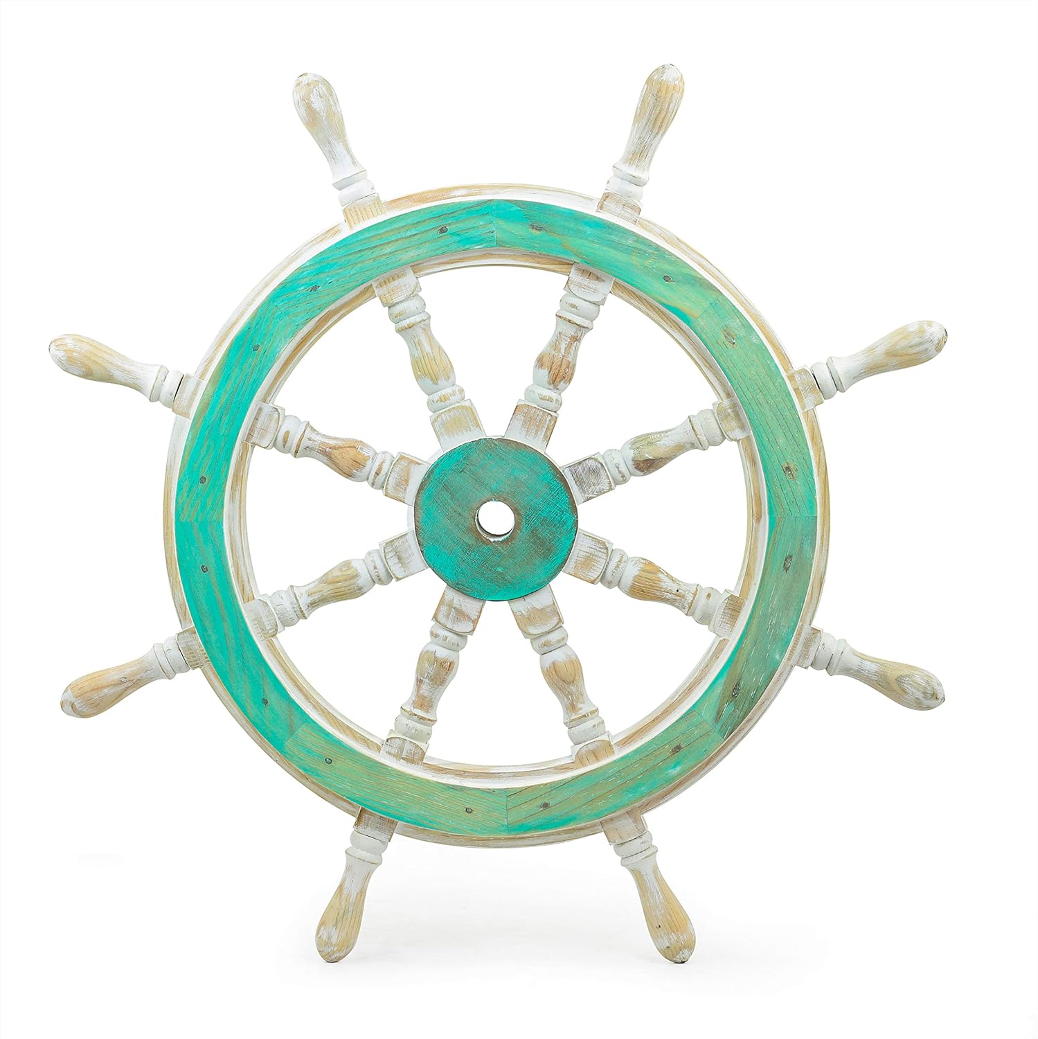 Wood Ship Wheel Nautical Maritime Decor, 24-Inch, Pack of 2 T5715