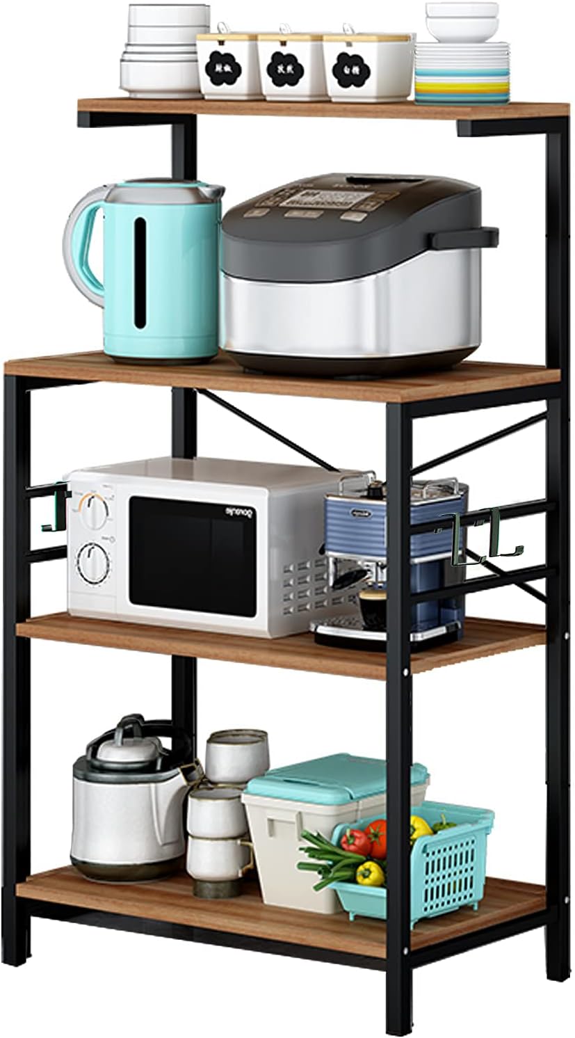 4-Tier Kitchen Storage Shelf Rack with 4 Hooks X468126