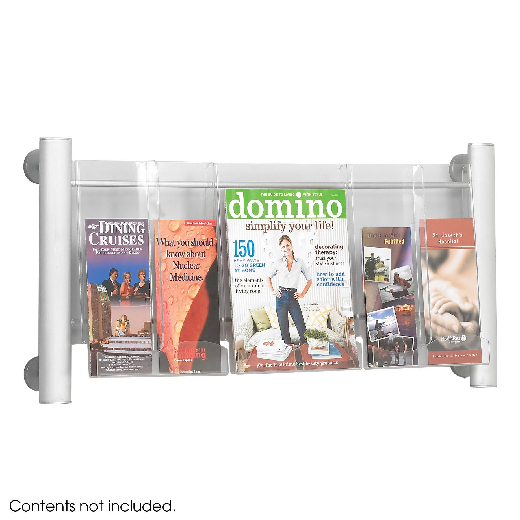 Silver 3 Pocket Wall Magazine Rack D8672